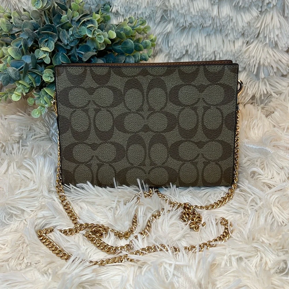Coach Slim Crossbody Gold/Khaki Saddle - Picture 2 of 14